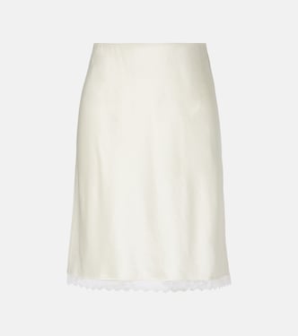 Barb lace-trimmed satin slip skirt | Leset