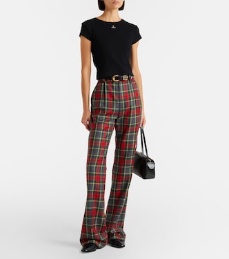 Peru cropped cotton-blend jersey T-shirt in black - Vivienne