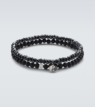 Set de 2 pulseras de oro blanco de 14 ct con diamantes y piedras | Sydney Evan
