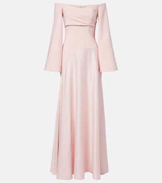 Off-Shoulder-Maxikleid Rina aus Satin und Crêpe | Solace London