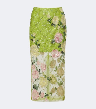 Rose Geo Garden embellished midi skirt | Là Fuori