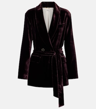 Belted double-breasted velvet blazer | Agnona