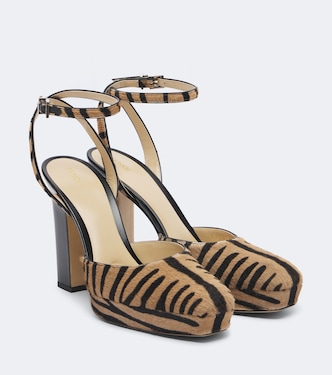 Tiger-print calf hair platform pumps | Fendi