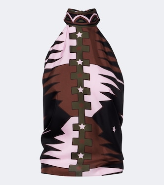 Valdimontone halterneck silk twill top | Pucci