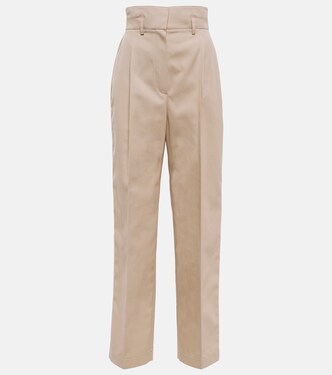 High-rise cotton-blend straight pants | Alaïa