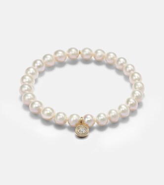 14kt gold and pearl bracelet with diamond | Sydney Evan