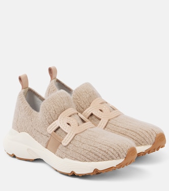 Leather-trimmed knit sneakers | Tod's