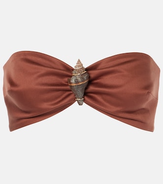 Shell-embellished cotton-blend bra top | Adriana Degreas