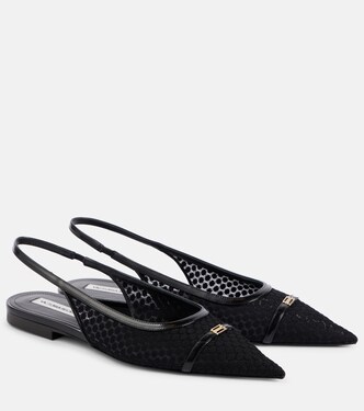 Slingback-Ballerinas aus Mesh mit Leder | Victoria Beckham