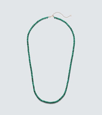 14kt gold beaded necklace with malachite | Mateo