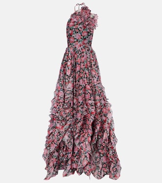 Floral halterneck ruffled gown | Carolina Herrera