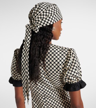 Escape polka-dot cotton and silk head wrap in black  display picture 1