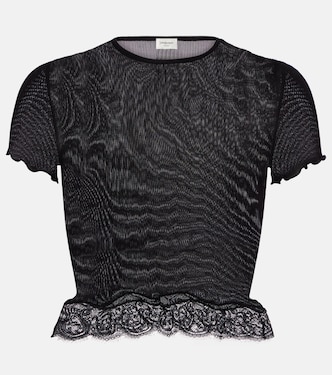 Lace-trimmed silk top | Saint Laurent