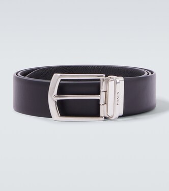 Reversible Saffiano and leather belt | Prada