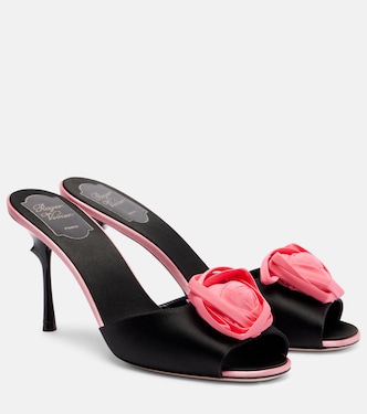 Pantoletten Epine Rose 85 aus Satin | Roger Vivier