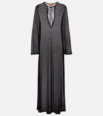 Open-knit tie-neck lamé kaftan | Missoni