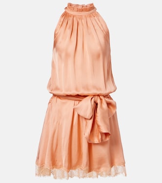 Silvia belted lace-trimmed satin minidress | Poupette St Barth