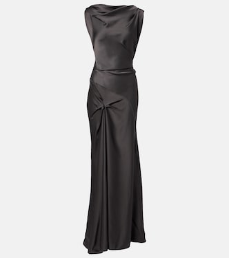 Posy draped gathered crêpe satin gown | Victoria Beckham