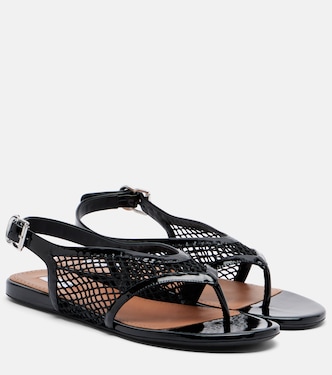 Fishnet leather-trimmed thong sandals | Alaïa