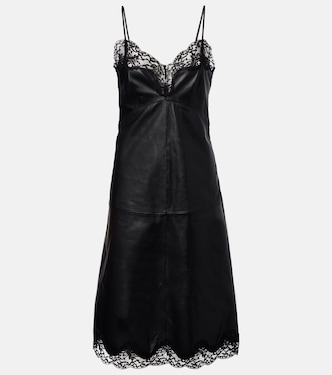 Lace-trimmed leather midi dress | Magda Butrym