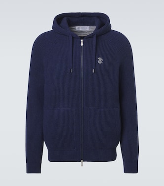 Ribbed-knit cashmere zip-up cardigan  | Brunello Cucinelli