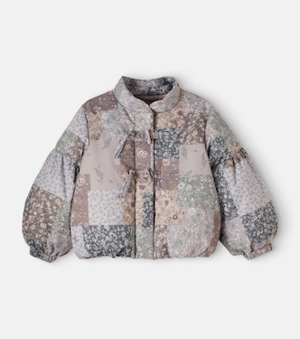 Zallie colorblocked floral puffer jacket | Wheat