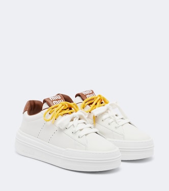 Zapatillas con plataforma de piel | Miu Miu