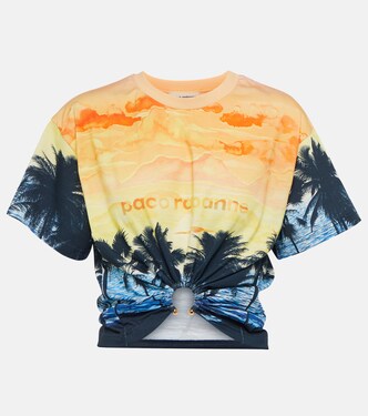 Top raccourci imprimé en coton | Rabanne