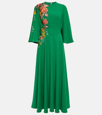 Zinnia embroidered cape maxi dress | Costarellos