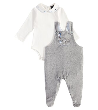 Baby cotton bodysuit and overall set | Monnalisa