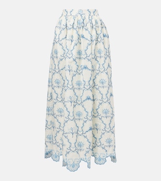 Tangelo floral linen maxi skirt | Agua by Agua Bendita