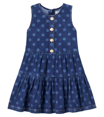 Polka-dot denim dress | Self-Portrait Kids