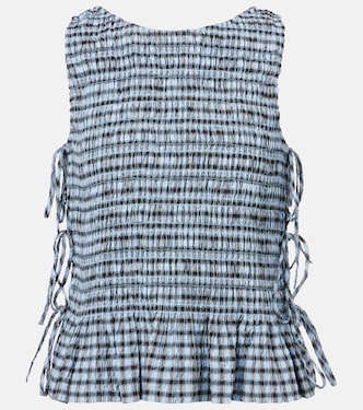 Gingham shirred shirt | Ganni