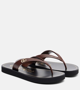 Mila Double G leather thong sandals | Gucci