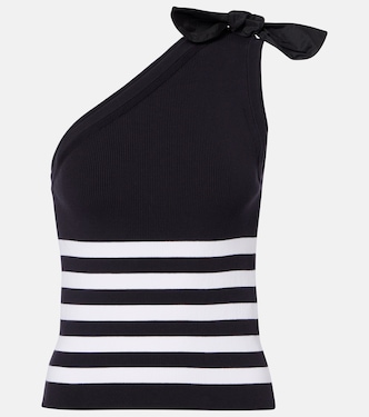 Striped one-shoulder cotton-blend top | Patou