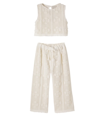 Inez crochet cotton-blend top and pants set | Bebe Organic