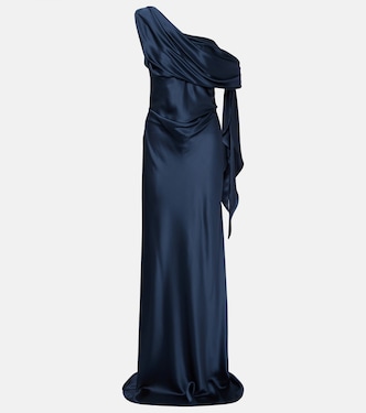 Draped one-shoulder silk charmeuse gown | The Sei