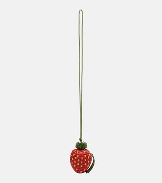 Strawberry crochet raffia coin purse with strap | Loewe