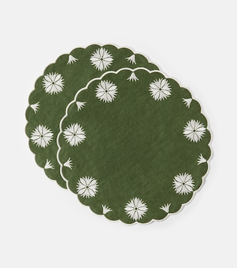 Olive set of 2 linen and cotton placemats | Cabana