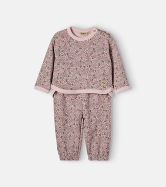 Baby Emery cotton sweatshirt and sweatpants set | Wheat