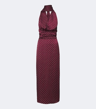 Polka-dot halterneck satin midi dress | Rotate