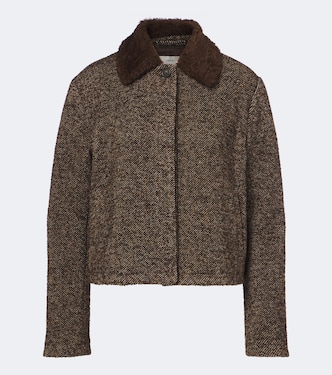 Teddy-trimmed tweed jacket | Vince