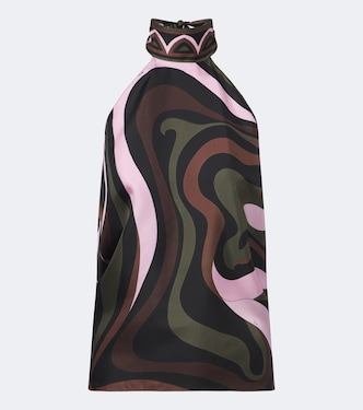 Marmo halterneck silk twill top | Pucci