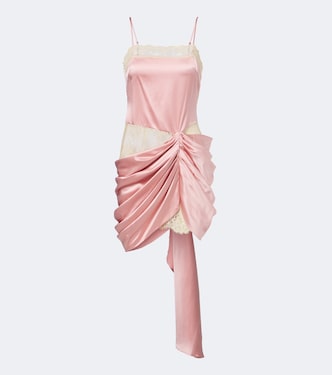 Draped lace-trimmed silk satin minidress | Xu Zhi