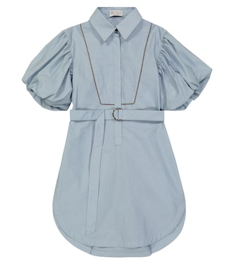 Embellished puff-sleeve dress | Brunello Cucinelli Kids