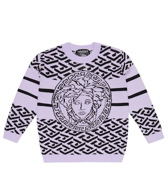 Cotton and wool jacquard sweater | Versace Kids