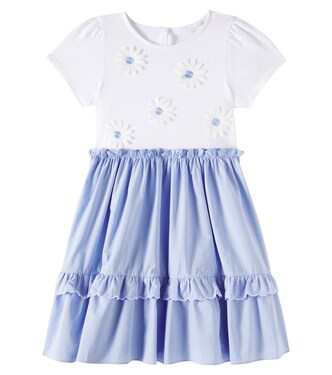 Floral-appliqué cotton-blend dress | Patachou