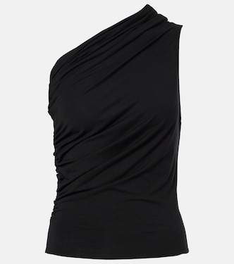 Pillar ruched one-shoulder jersey top | Entire Studios