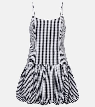 فستان قصير قطن بوبلين بزمزمة ومربعات غينغهام | Faithfull