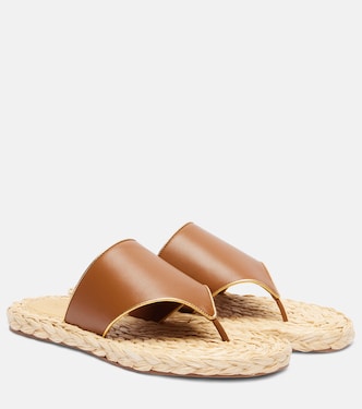Amalfi leather-trimmed espadrille slides | Paris Texas